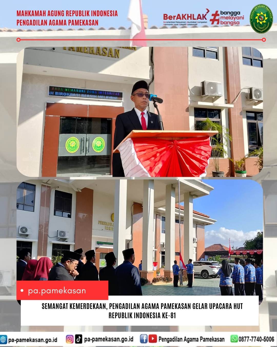 Semangat Kemerdekaan: Pengadilan Agama Pamekasan Gelar Upacara HUT ke 81 RI